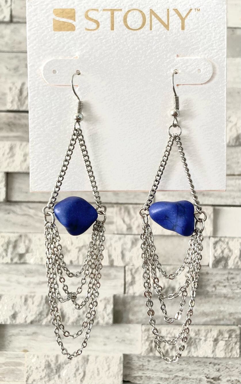 2/$24! Earrings Stony Blue and Silver Dangle